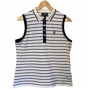 Lauren Ralph Lauren Active Sleeveless Top L Striped Nautical Pickleball Golf